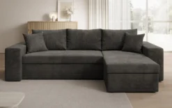 Designer Ecksofa Denver Cord mit Schlaf- und Klappfunktion