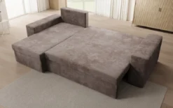 Designer Ecksofa Denver Cord mit Schlaf- und Klappfunktion