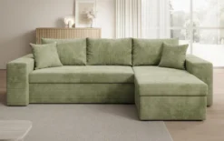 Designer Ecksofa Denver Cord mit Schlaf- und Klappfunktion