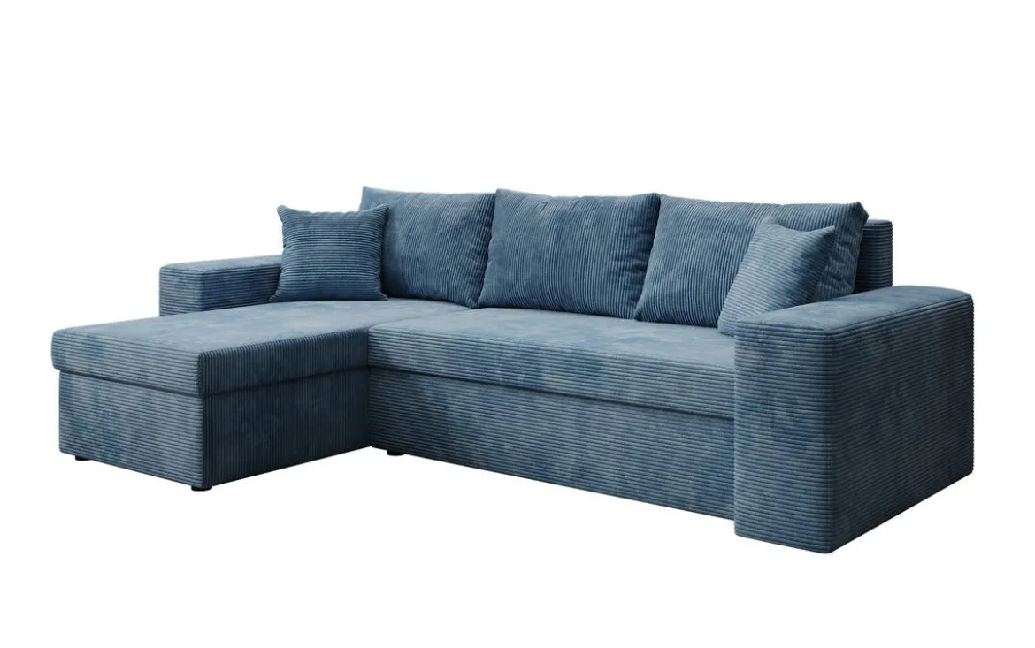 Designer Ecksofa Denver Cord mit Schlaf- und Klappfunktion