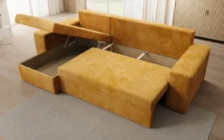 Designer Ecksofa Denver Cord mit Schlaf- und Klappfunktion