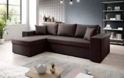 Designer Ecksofa Denver Kunstleder mit Schlaf- und Klappfunktion
