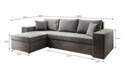 Designer Ecksofa Denver Kunstleder mit Schlaf- und Klappfunktion