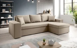 Designer Ecksofa Denver Kunstleder mit Schlaf- und Klappfunktion