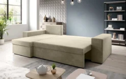 Designer Ecksofa Denver Samt mit Schlaf- und Klappfunktion