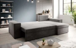 Designer Ecksofa Denver Samt mit Schlaf- und Klappfunktion