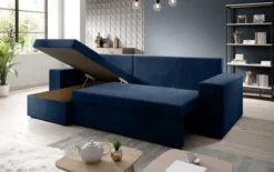 Designer Ecksofa Denver Samt mit Schlaf- und Klappfunktion