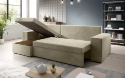 Designer Ecksofa Denver Samt mit Schlaf- und Klappfunktion