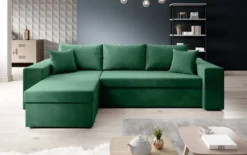 Designer Ecksofa Denver Samt mit Schlaf- und Klappfunktion