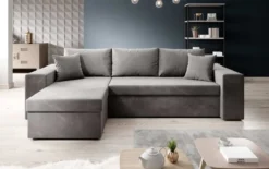 Designer Ecksofa Denver Samt mit Schlaf- und Klappfunktion