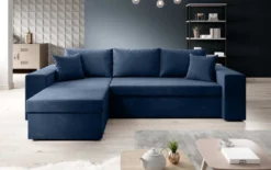 Designer Ecksofa Denver Samt mit Schlaf- und Klappfunktion
