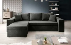 Designer Ecksofa Denver Samt mit Schlaf- und Klappfunktion