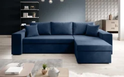 Designer Ecksofa Denver Samt mit Schlaf- und Klappfunktion