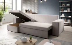 Designer Ecksofa Denver Stoff mit Schlaf- und Klappfunktion