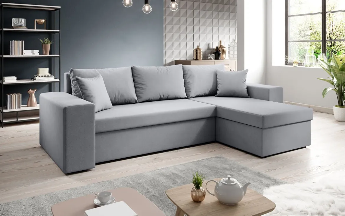 Designer Ecksofa Denver Stoff mit Schlaf- und Klappfunktion