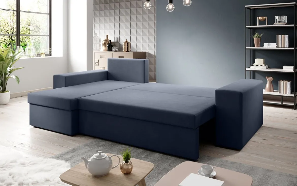 Designer Ecksofa Denver Stoff mit Schlaf- und Klappfunktion