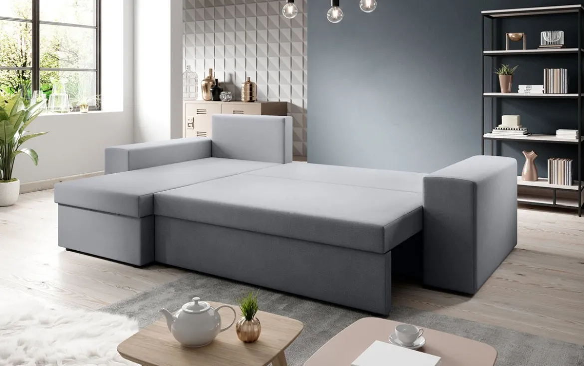 Designer Ecksofa Denver Stoff mit Schlaf- und Klappfunktion