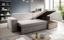 Designer Ecksofa Denver Stoff mit Schlaf- und Klappfunktion