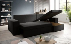 Designer Ecksofa Denver Stoff mit Schlaf- und Klappfunktion