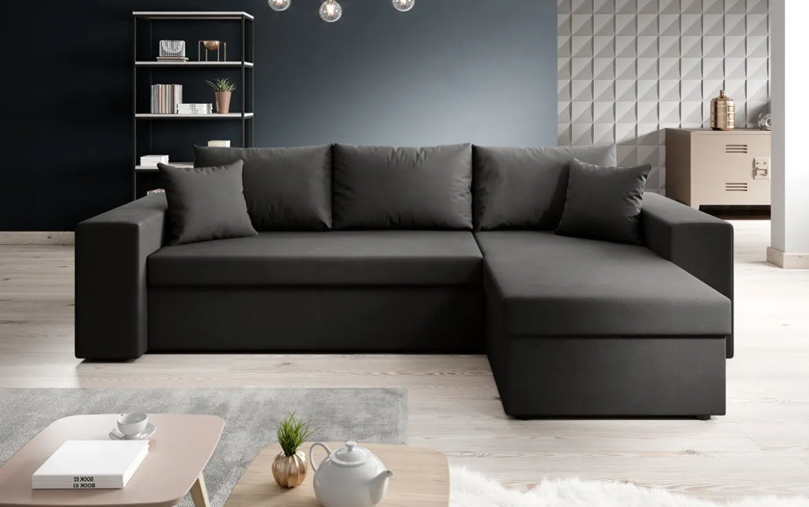 Designer Ecksofa Denver Stoff mit Schlaf- und Klappfunktion