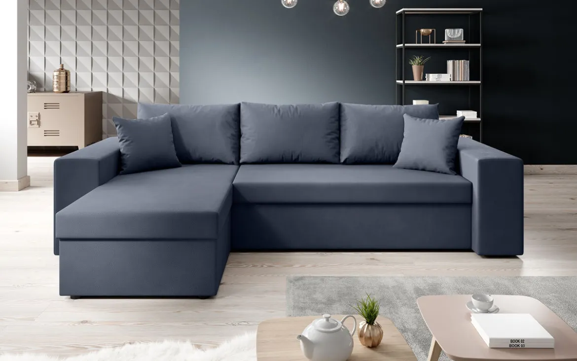 Designer Ecksofa Denver Stoff mit Schlaf- und Klappfunktion