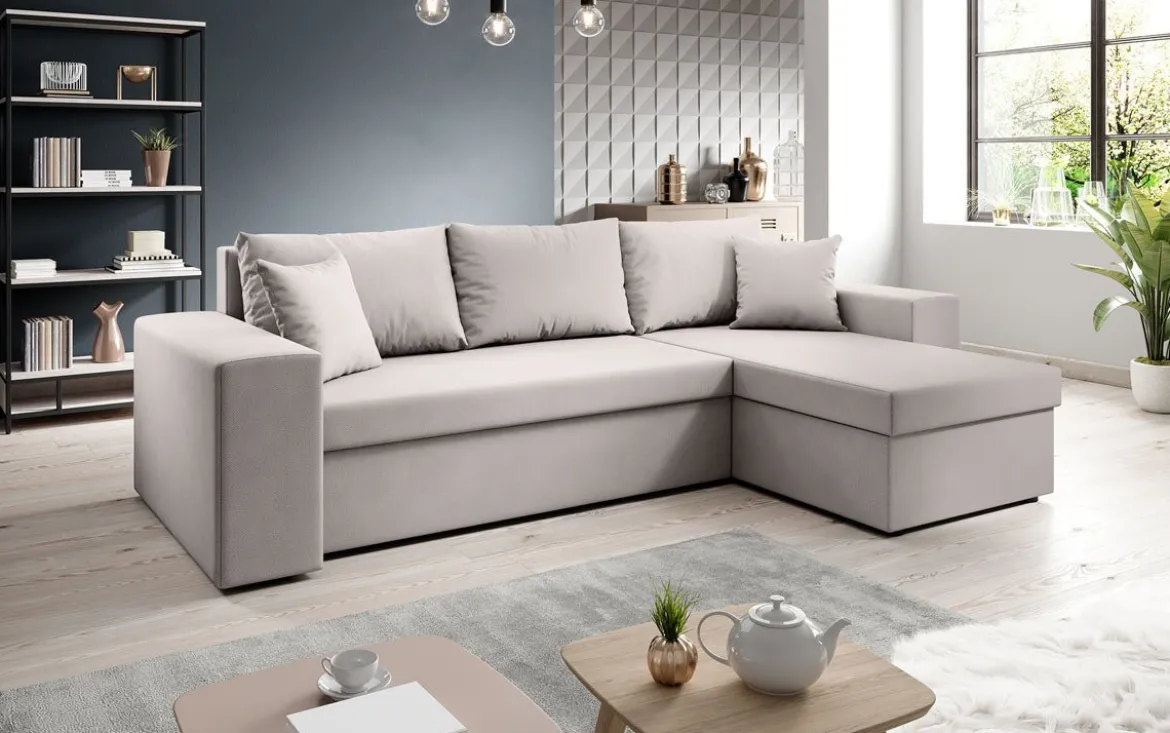 Designer Ecksofa Denver Stoff mit Schlaf- und Klappfunktion