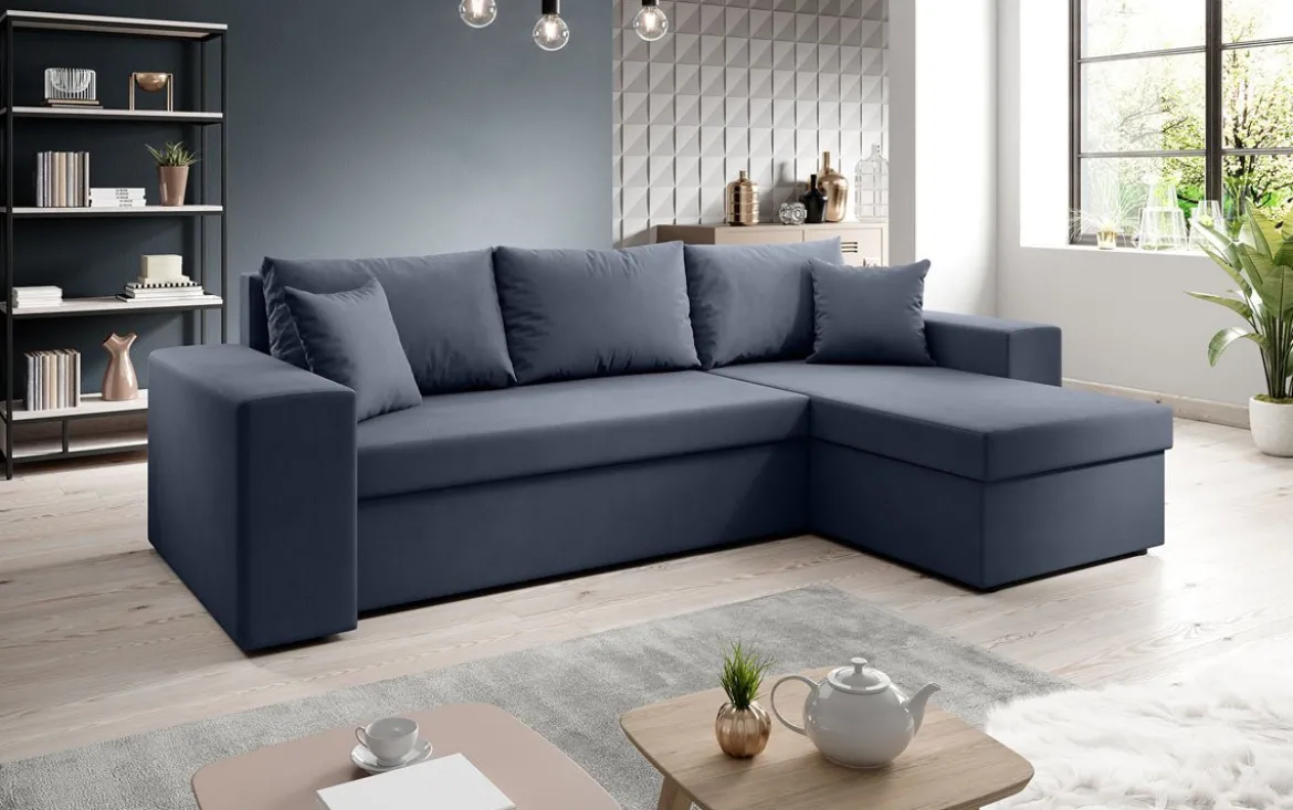 Designer Ecksofa Denver Stoff mit Schlaf- und Klappfunktion