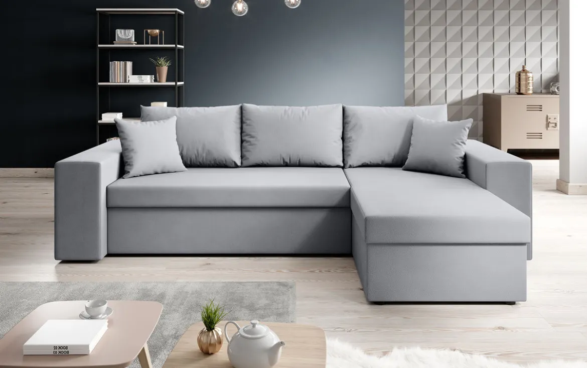 Designer Ecksofa Denver Stoff mit Schlaf- und Klappfunktion