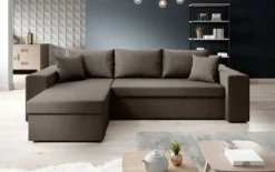 Designer Ecksofa Denver Stoff mit Schlaf- und Klappfunktion