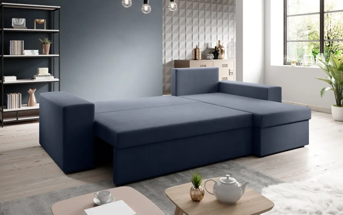 Designer Ecksofa Denver Stoff mit Schlaf- und Klappfunktion