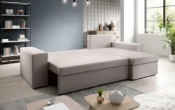 Designer Ecksofa Denver Stoff mit Schlaf- und Klappfunktion