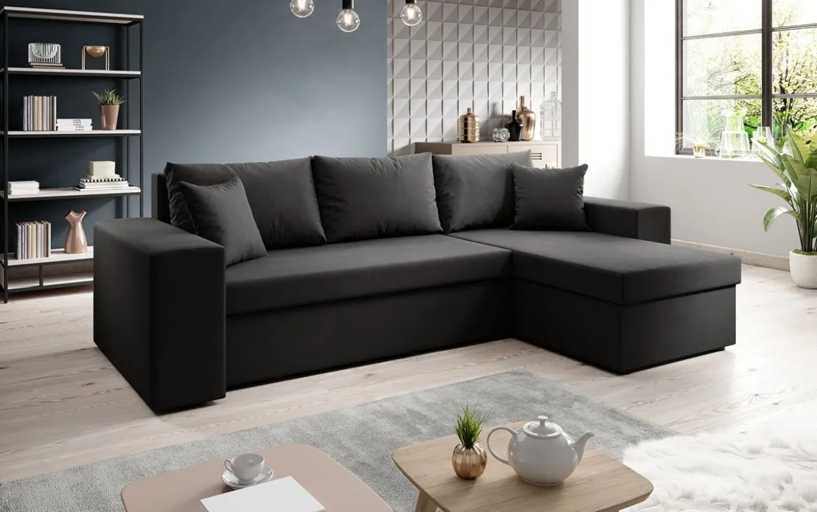 Designer Ecksofa Denver Stoff mit Schlaf- und Klappfunktion
