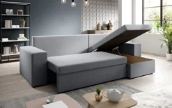 Designer Ecksofa Denver Stoff mit Schlaf- und Klappfunktion