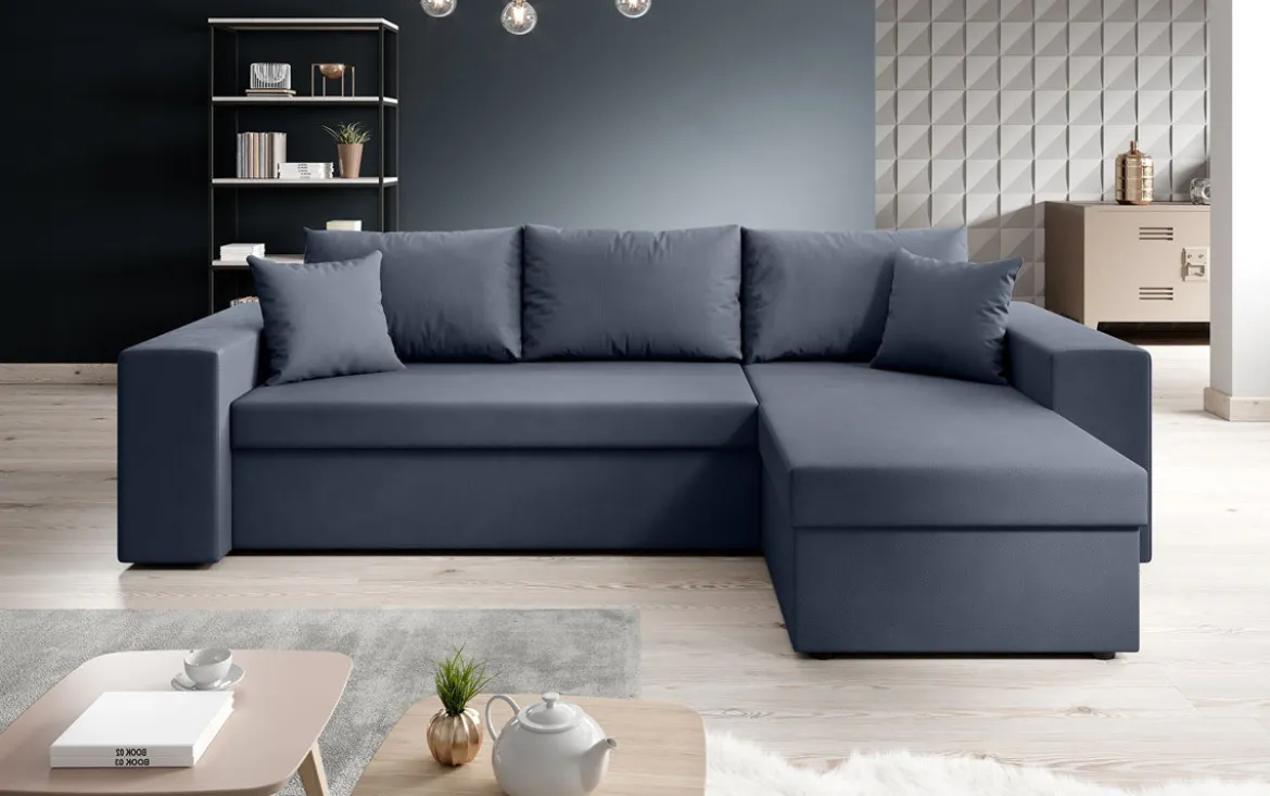 Designer Ecksofa Denver Stoff mit Schlaf- und Klappfunktion