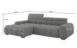 Designer Ecksofa Elaro mit elektrischer Sitzerweiterung in Bouclé