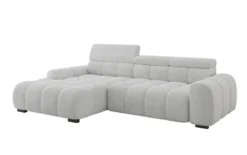 Designer Ecksofa Elaro mit elektrischer Sitzerweiterung in Bouclé