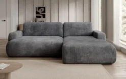 Designer Ecksofa Enzo mit Schlaf- und Klappfunktion in Cord