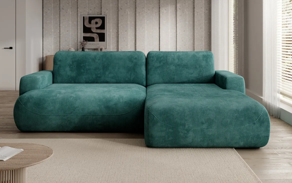 Designer Ecksofa Enzo mit Schlaf- und Klappfunktion in Cord