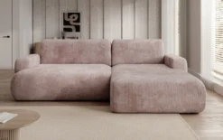 Designer Ecksofa Enzo mit Schlaf- und Klappfunktion in Cord