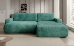 Designer Ecksofa Enzo mit Schlaf- und Klappfunktion in Cord