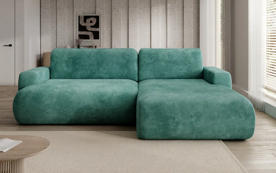 Designer Ecksofa Enzo mit Schlaf- und Klappfunktion in Cord