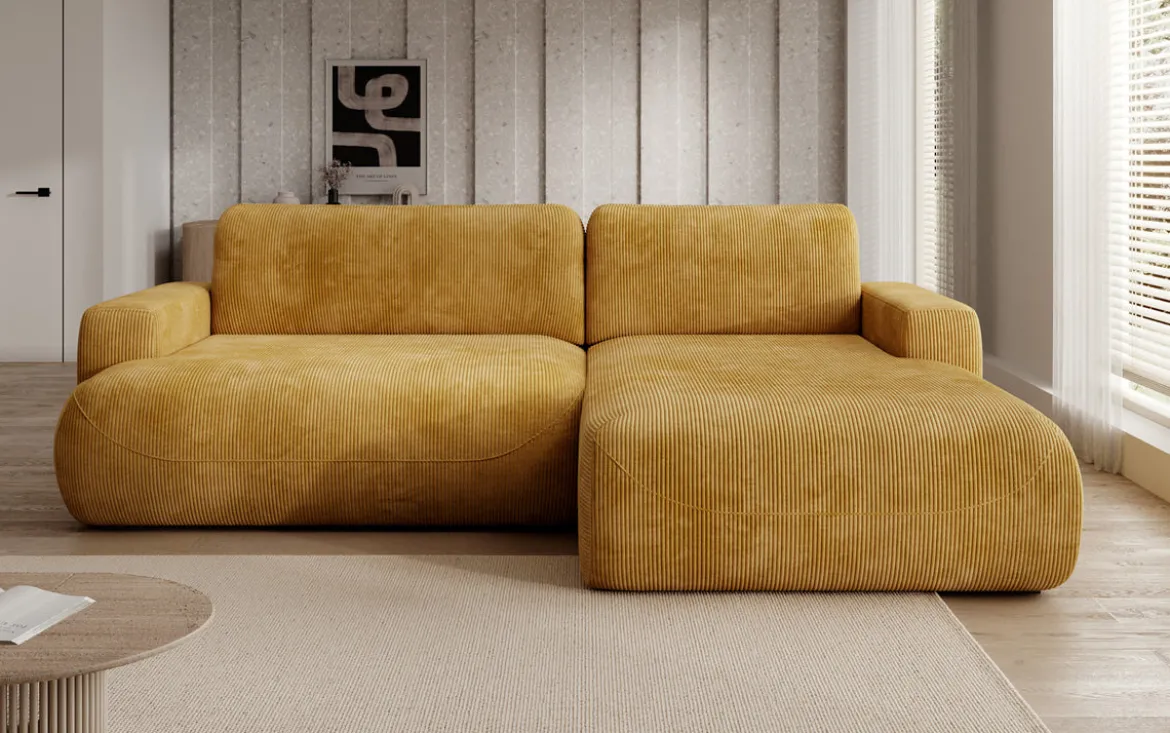 Designer Ecksofa Enzo mit Schlaf- und Klappfunktion in Cord