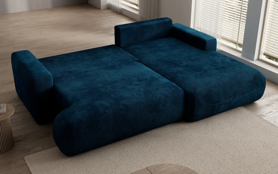 Designer Ecksofa Enzo mit Schlaf- und Klappfunktion in Cord