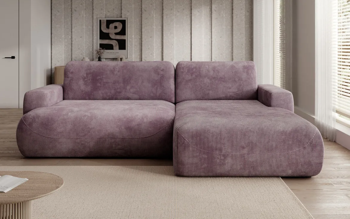 Designer Ecksofa Enzo mit Schlaf- und Klappfunktion in Cord