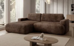 Designer Ecksofa Enzo mit Schlaf- und Klappfunktion in Cord