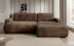 Designer Ecksofa Enzo mit Schlaf- und Klappfunktion in Cord