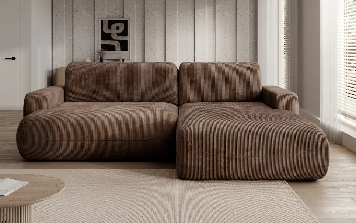 Designer Ecksofa Enzo mit Schlaf- und Klappfunktion in Cord