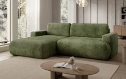 Designer Ecksofa Enzo mit Schlaf- und Klappfunktion in Cord