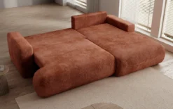Designer Ecksofa Enzo mit Schlaf- und Klappfunktion in Cord