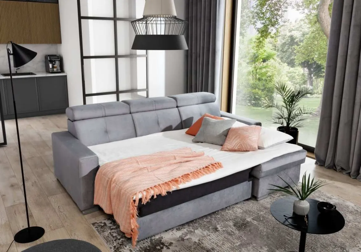 Designer Ecksofa Ferila mit Schlaf- und Klappfunktion